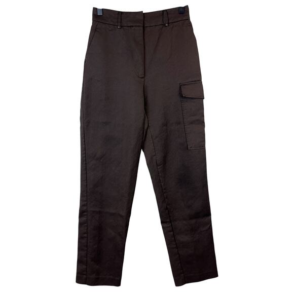 REISS Size 4 Twill Cargo Trousers Brown 28” Viscose Blend High Rise - Picture 1 of 12